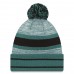 Men's Philadelphia Eagles New Era Midnight Green Team Logo Cuffed Knit Hat with Pom 2830201